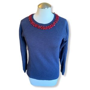 J Crew Navy sweatshirt wit beaded embellishment XS